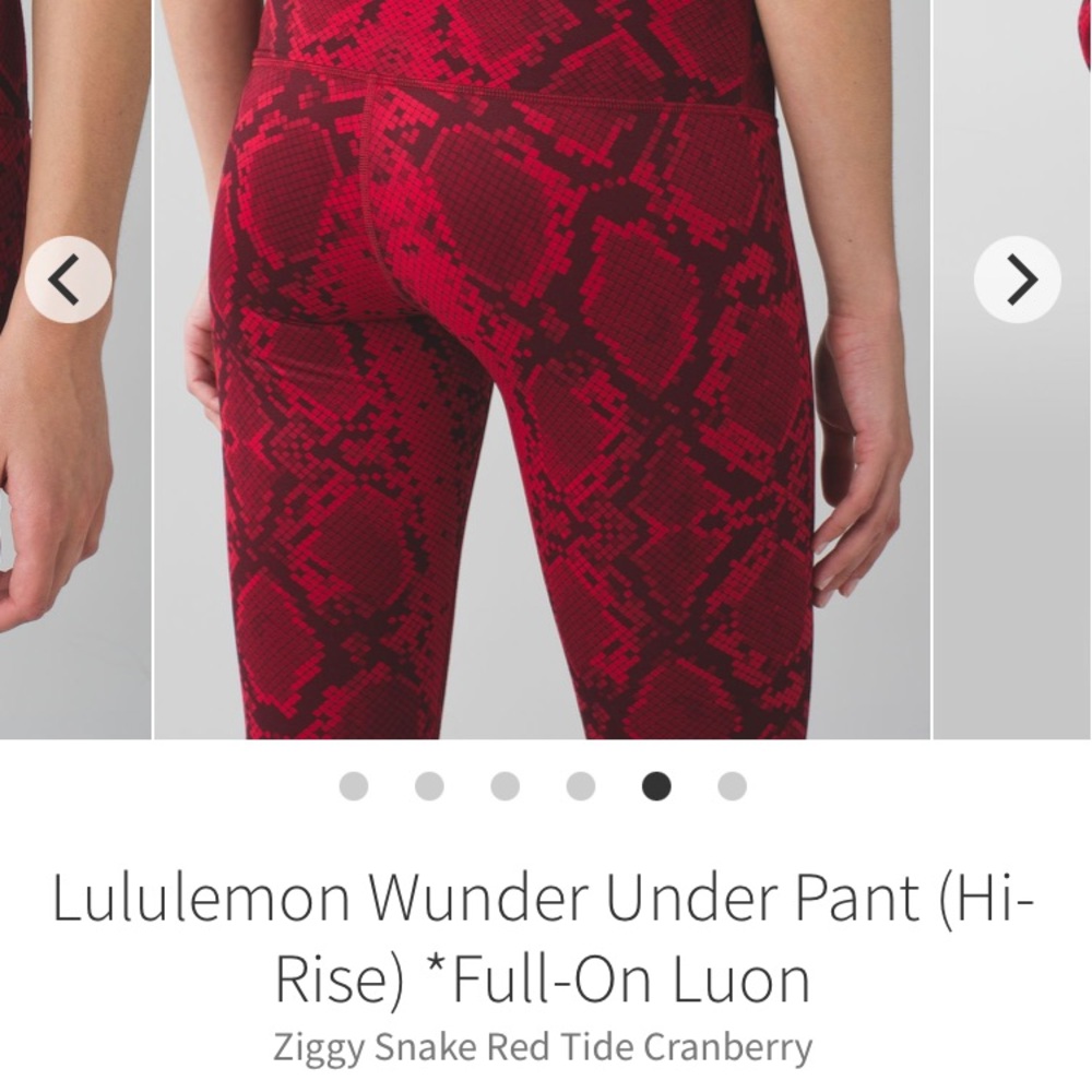 lululemon athletica Ziggy snake Red tide full on luon Wunder under HR legging 2